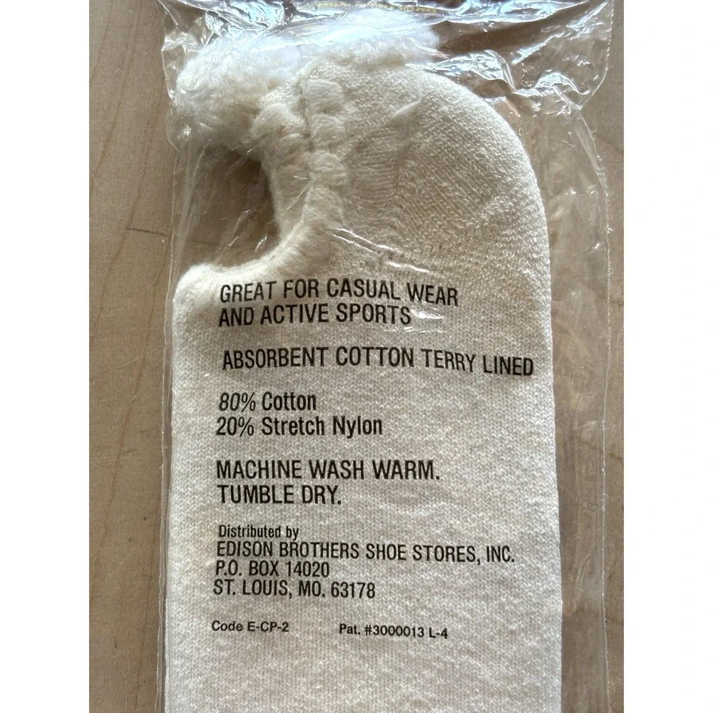 Vintage Ms. Pom Cotton Socks NIP Terry Lined 4-11 White